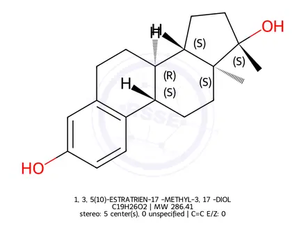 Chemical structure of 1, 3, 5(10)-ESTRATRIEN-17α-METHYL-3, 17β-DIOL