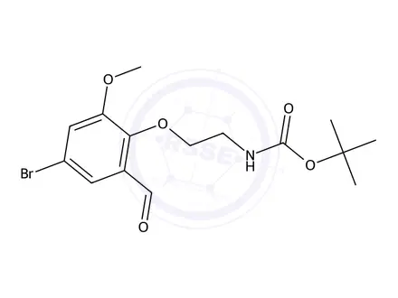 Chemical structure of tert-Butyl (2-(4-bromo-2-formyl-6-methoxyphenoxy)ethyl)carbamate