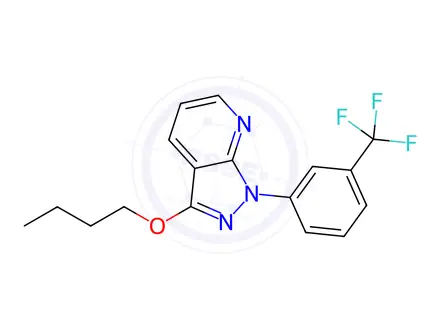Chemical structure of 3-Butoxy-1-(α,α,α-trifluoro-m-tolyl)-1H-pyrazolo[3,4-b]pyridine