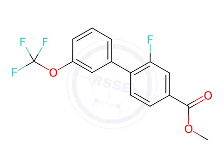 Chemical structure of 2-FLuoro-3'-(trifluoromethoxy)biphenyl-4-carboxylic acid methyl ester
