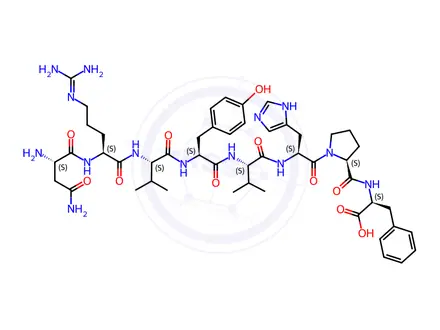 Chemical structure of L-Asparaginyl-L-arginyl-L-valyl-L-tyrosyl-L-valyl-L-histidyl-L-prolyl-L-phenylalanine