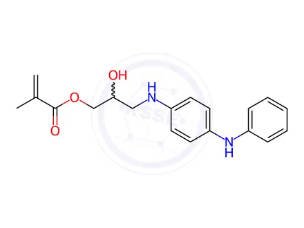 Chemical structure of Methacrylic acid 2-hydroxy-3-(4-anilinoanilino)propyl ester