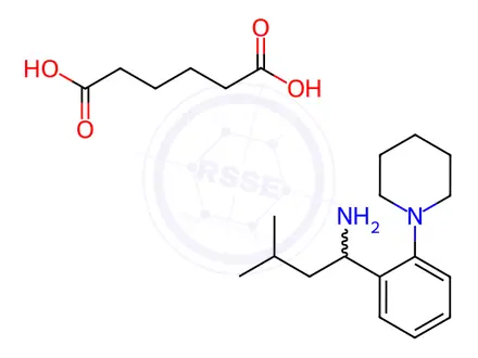 Chemical structure of 3-Methyl-1-(2-(1-piperidinyl)phenyl)butylamine Adipate (1:3)