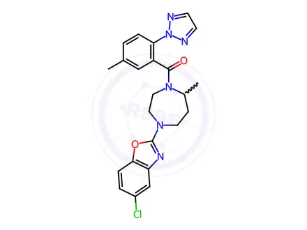 Chemical structure of (4-(5-chlorobenzo[d]oxazol-2-yl)-7-Methyl-1,4-diazepan-1-yl)(5-Methyl-2-(2H-1,2,3-triazol-2-yl)phenyl)Methanone
