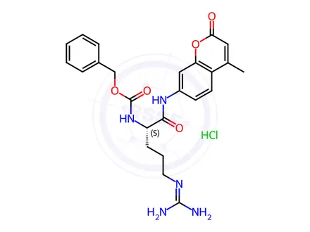 Chemical structure of N-α-CBZ-L-Arginine 7-Amido-4-methylcoumarin Hydrochloride