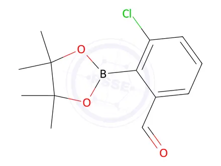 Chemical structure of 3-Chloro-2-(4,4,5,5-tetramethyl-1,3,2-dioxaborolan-2-yl)benzaldehyde