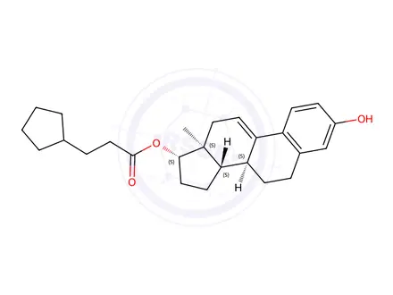 Chemical structure of (8S,13S,14S,17S)-3-hydroxy-13-methyl-7,8,12,13,14,15,16,17-octahydro-6H-cyclopenta[a]phenanthren-17-yl 3-cyclopentylpropanoate