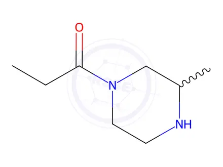 Chemical structure of Piperazine, 3-methyl-1-(1-oxopropyl)-(9CI)