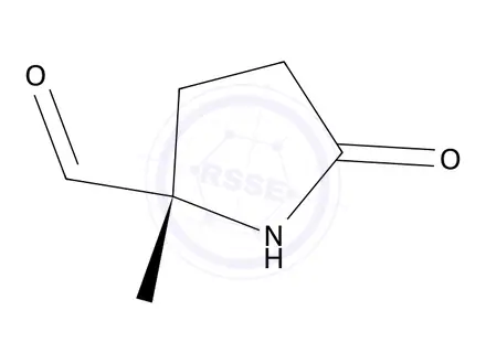 Chemical structure of (2S)-2-methyl-5-oxopyrrolidine-2-carbaldehyde