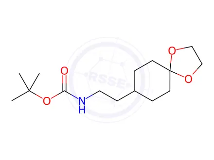 Chemical structure of Carbamic acid, N-[2-(1,4-dioxaspiro[4.5]dec-8-yl)ethyl]-, 1,1-dimethylethyl ester
