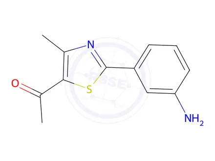 Chemical structure of 1-(2-(3-Aminophenyl)-4-methylthiazol-5-yl)ethan-1-one