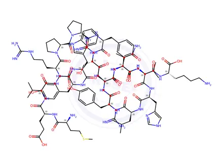 Chemical structure of H-MET-GLU-VAL-GLY-TRP-TYR-ARG-PRO-PRO-PHE-SER-ARG-VAL-VAL-HIS-LEU-TYR-ARG-ASN-GLY-LYS-OH