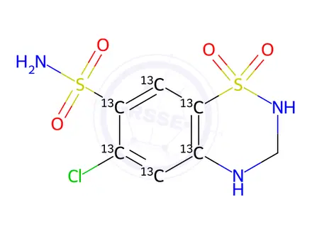 Chemical structure of Hydrochlorothiazide 13C6