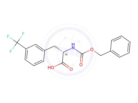 Chemical structure of (S)-2-(((Benzyloxy)carbonyl)amino)-3-(3-(trifluoromethyl)phenyl)propanoic acid