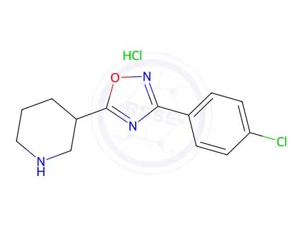 Chemical structure of 3-[3-(4-chlorophenyl)-1,2,4-oxadiazol-5-yl]piperidine hydrochloride