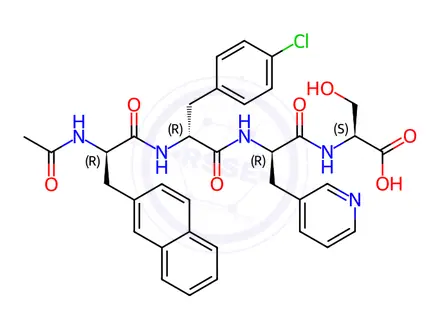 Chemical structure of Cetrorelix Impurity 28 (Ganirelix 1-4 peptide)