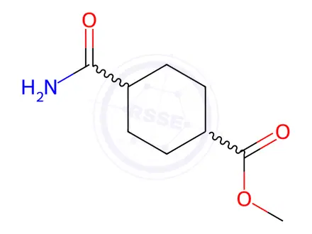 Chemical structure of (1s,4s)-methyl 4-carbamoylcyclohexanecarboxylate