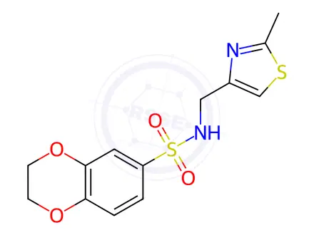 Chemical structure of N-((2-Methylthiazol-4-yl)methyl)-2,3-dihydrobenzo[b][1,4]dioxine-6-sulfonamide
