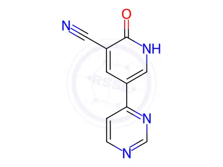 Chemical structure of 2-Oxo-5-(pyrimidin-4-yl)-1,2-dihydropyridine-3-carbonitrile