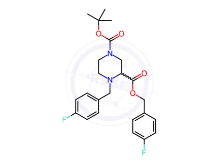 Chemical structure of 1-tert-Butyl 3-(4-fluorobenzyl) 4-(4-fluorobenzyl)piperazine-1,3-dicarboxylate