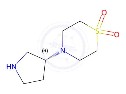Chemical structure of (R)-4-(Pyrrolidin-3-yl)thiomorpholine 1,1-dioxide-2HCl