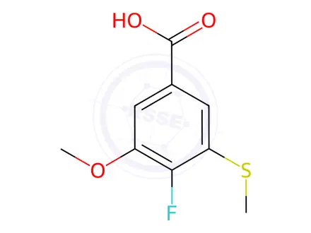 Chemical structure of 4-Fluoro-3-methoxy-5-(methylthio)benzoic acid