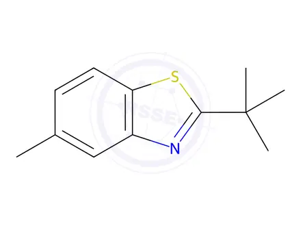 Chemical structure of Benzothiazole, 2-(1,1-dimethylethyl)-5-methyl-(9CI)