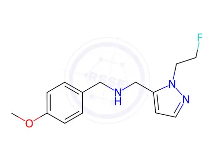 Chemical structure of 1-[1-(2-fluoroethyl)-1H-pyrazol-5-yl]-N-(4-methoxybenzyl)methanamine