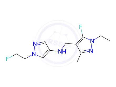 Chemical structure of N-[(1-ethyl-5-fluoro-3-methyl-1H-pyrazol-4-yl)methyl]-1-(2-fluoroethyl)-1H-pyrazol-4-amine