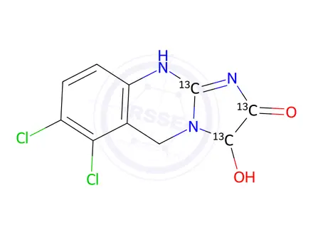 Chemical structure of 3-Hydroxy Anagrelide-13C3 (~80%)