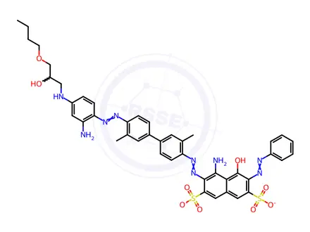 Chemical structure of 4-Amino-3-[[4'-[[2-amino-4-[(3-butoxy-2-hydroxypropyl)amino]phenyl]azo]-3,3'-dimethyl[1,1'-biphenyl]-4-yl]azo]-5-hydroxy-6-(phenylazo)-2,7-naphthalenedisulfonic acid disodium salt