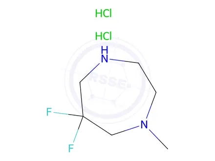 Chemical structure of 6,6-difluoro-1-methyl-1,4-diazepane dihydrochloride