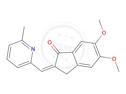 Chemical structure of 5,6-dimethoxy-2-((6-methylpyridin-2-yl)methylene)-2,3-dihydro-1H-inden-1-one