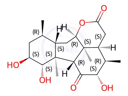 Chemical structure of 1β,2α,12β-Trihydroxypicrasane-11,16-dione