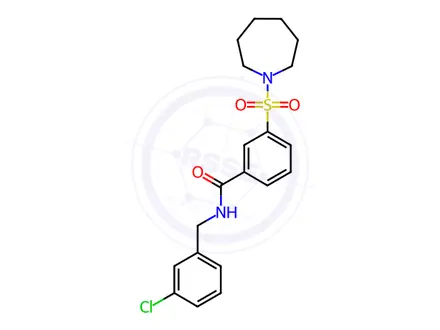 Chemical structure of Benzamide, N-[(3-chlorophenyl)methyl]-3-[(hexahydro-1H-azepin-1-yl)sulfonyl]-
