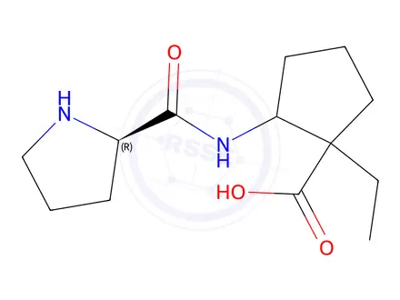 Chemical structure of 1-Ethyl-2-((R)-pyrrolidine-2-carboxamido)cyclopentanecarboxylic acid