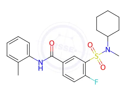 Chemical structure of Benzamide, 3-[(cyclohexylmethylamino)sulfonyl]-4-fluoro-N-(2-methylphenyl)-