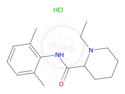 Chemical structure of N-(2,6-dimethylphenyl)-1-ethylpiperidine-2-carboxamide hydrochloride