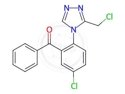 Chemical structure of 5-Chloro-2-(3-chloromethyl-4H-1,2,4-triazol-4-yl)-benzophenone