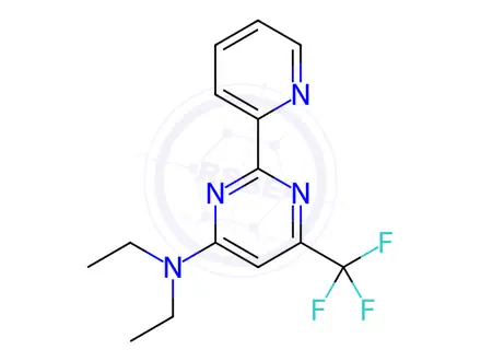 Chemical structure of N,N-diethyl-2-(pyridin-2-yl)-6-(trifluoromethyl)pyrimidin-4-amine