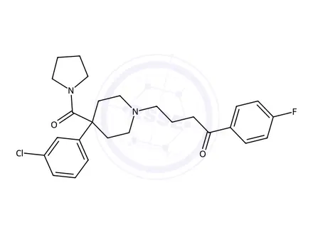 Chemical structure of 4-(4-(3-Chlorophenyl)-4-(pyrrolidine-1-carbonyl)piperidin-1-yl)-1-(4-fluorophenyl)butan-1-one