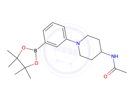 Chemical structure of N-(1-(3-(4,4,5,5-Tetramethyl-1,3,2-dioxaborolan-2-yl)phenyl)piperidin-4-yl)acetamide