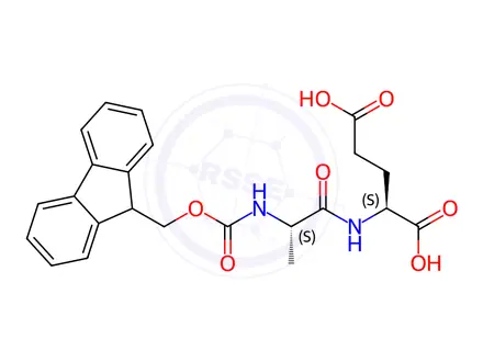 Chemical structure of (((9H-fluoren-9-yl)methoxy)carbonyl)-L-alanyl-L-glutamic acid