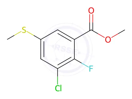Chemical structure of Benzoic acid, 3-chloro-2-fluoro-5-(methylthio)-, methyl ester