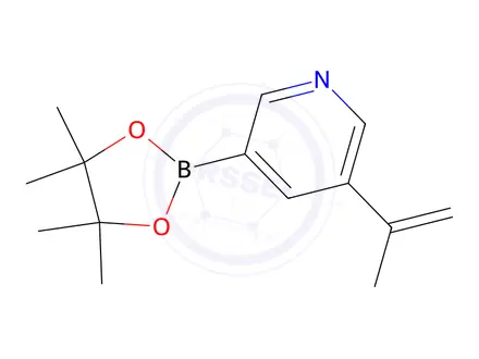 Chemical structure of 3-(Prop-1-en-2-yl)-5-(4,4,5,5-tetramethyl-1,3,2-dioxaborolan-2-yl)pyridine