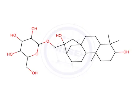 Chemical structure of 17-(β-D-Glucopyranosyloxy)kaurane-3β,16α-diol