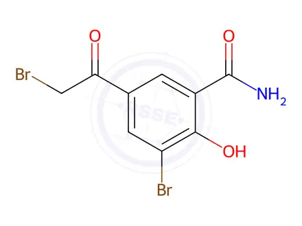 Chemical structure of 3-Bromo-5-(2-bromoacetyl)-2-hydroxybenzamide