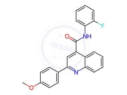 Chemical structure of N-(2-fluorophenyl)-2-(4-methoxyphenyl)quinoline-4-carboxamide