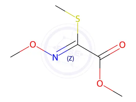 Chemical structure of Acetic acid, (methoxyimino)(methylthio)-, methyl ester (9CI)