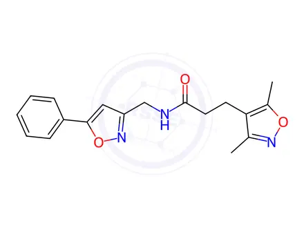 Chemical structure of 3-(3,5-Dimethylisoxazol-4-yl)-N-((5-phenylisoxazol-3-yl)methyl)propanamide